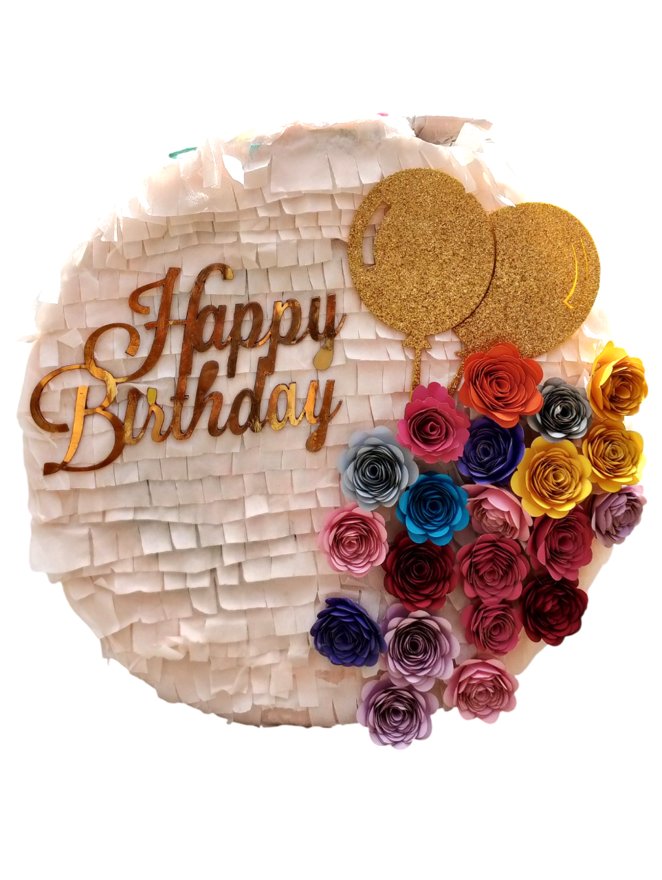 PIÑATA CIRCULAR FLORES Y GLOBOS