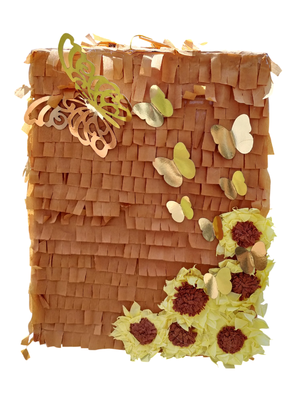 PIÑATA RECTANGULAR DE GIRASOLES Y MARIPOSAS