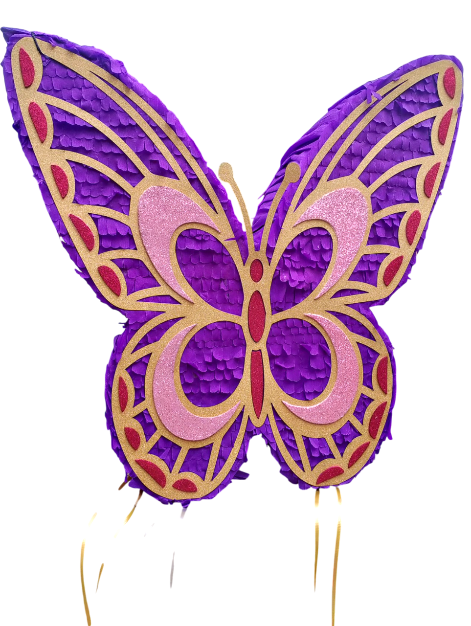 PIÑATA MARIPOSA LILA CON DORADO