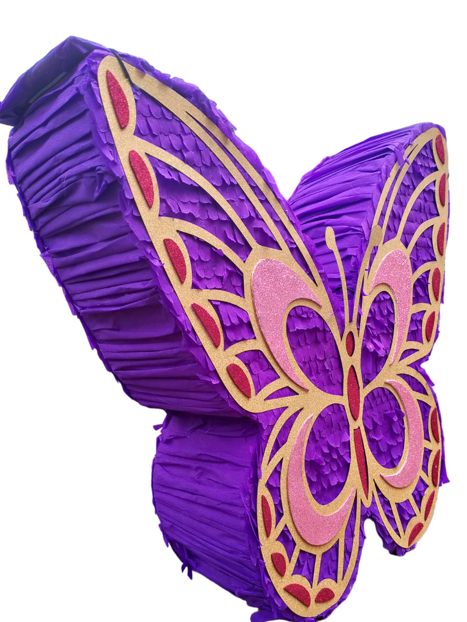 PIÑATA MARIPOSA LILA CON DORADO