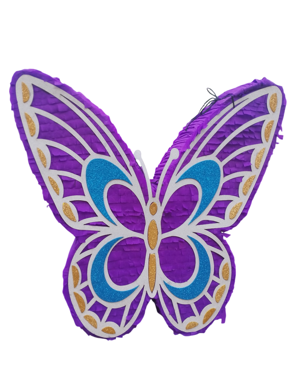 PIÑATA MARIPOSA LILA CON BLANCO