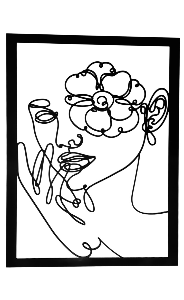 CUADRO DE MADERA SILUETA ROSTRO DE MUJER