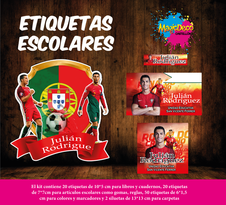Kit de Etiquetas Escolares de Cristiano Ronaldo
