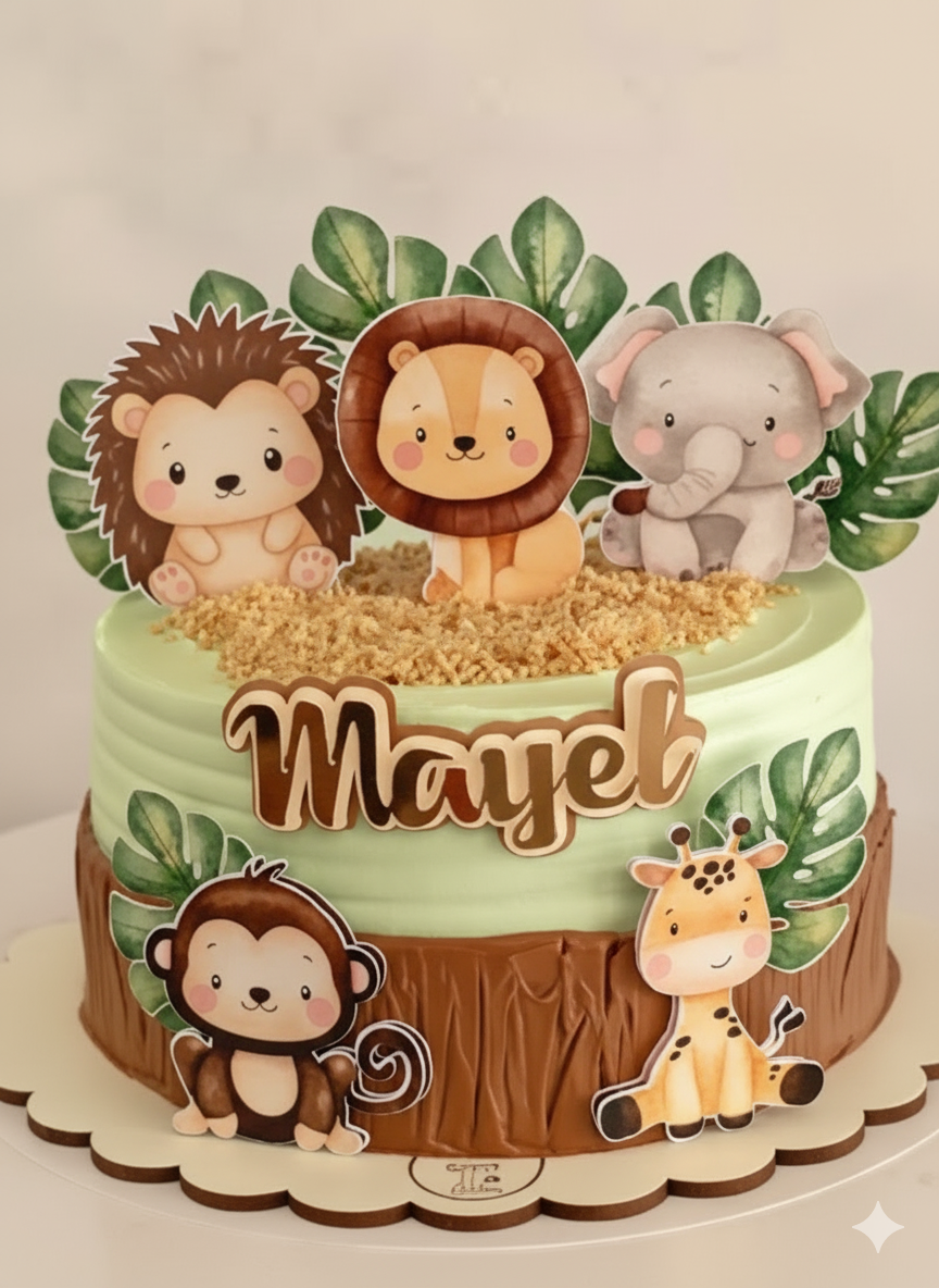 Toppers de pastell de animales de la selva