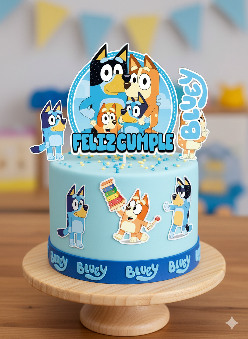 Toppers de Pastel de cumpleaños de Bluey