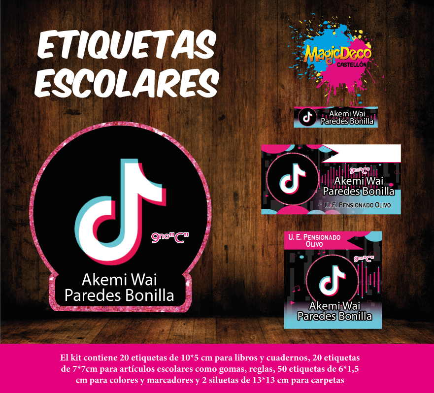Kit de Etiquetas escolares personalizadas de TIKTOK