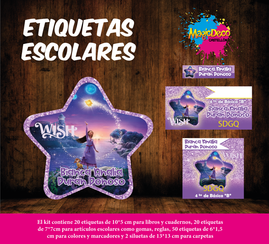 Etiquetas escolares personalizadas de Wish
