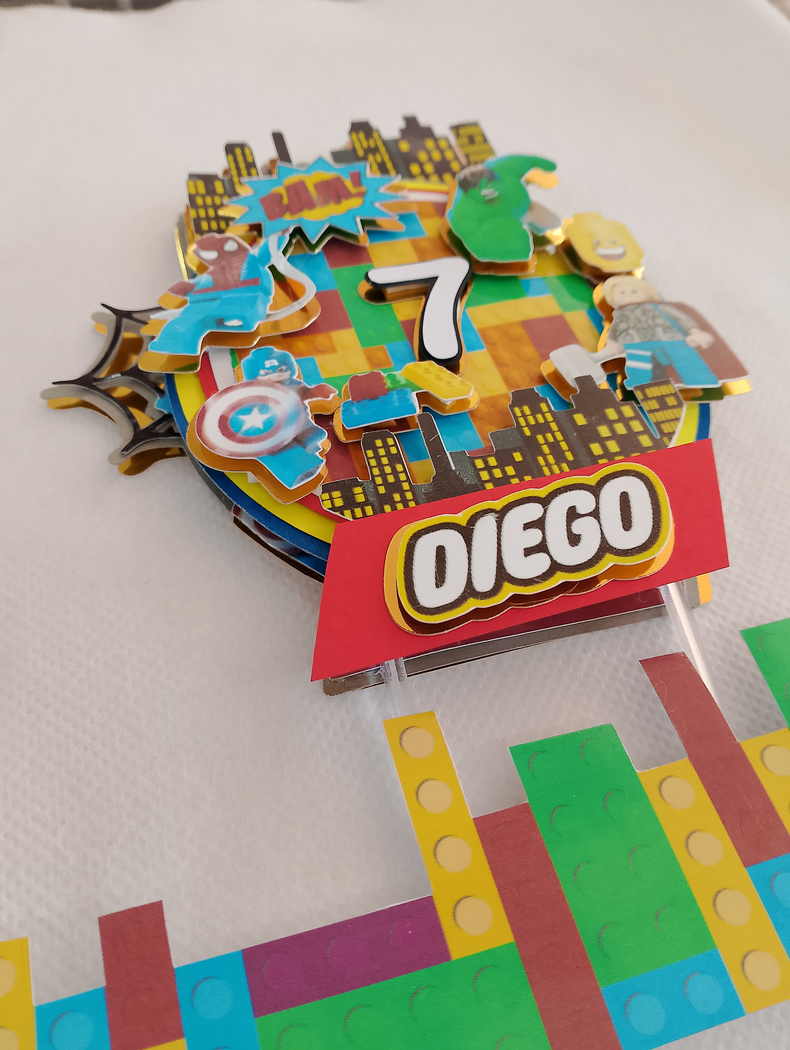 Toppers de decoración de pastel Avengers LEGOS personalizada