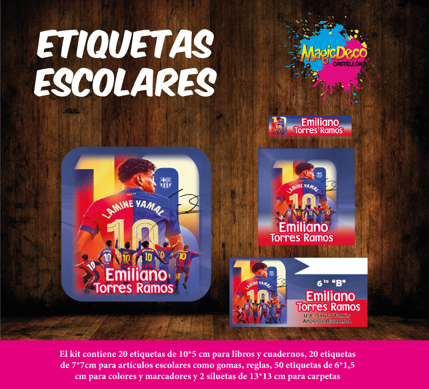 Etiquetas escolares Lamine Yamal