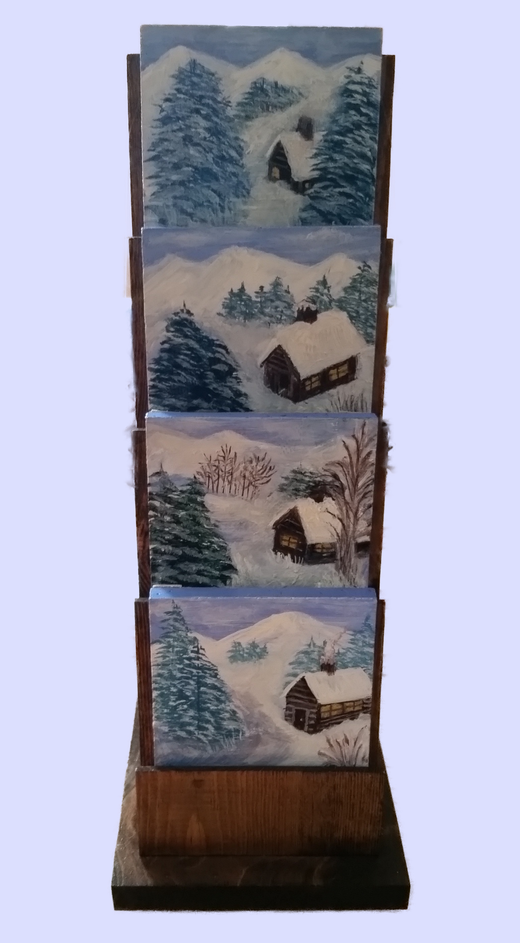 WSCS 1 - Hand-Painted Winter Scene Coaster Set