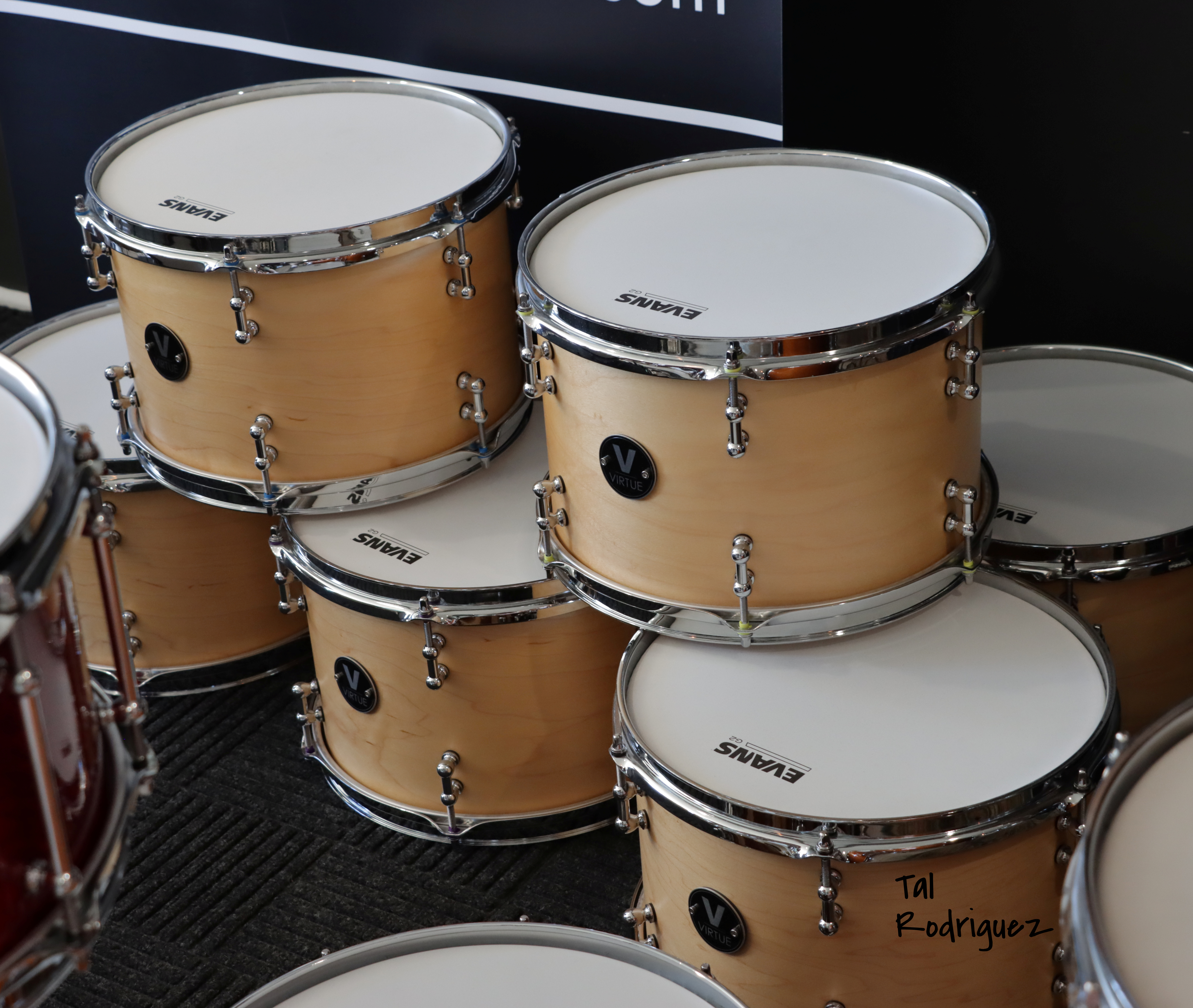 8434 - A Stack of VIRTUE DRUMS Tom Toms