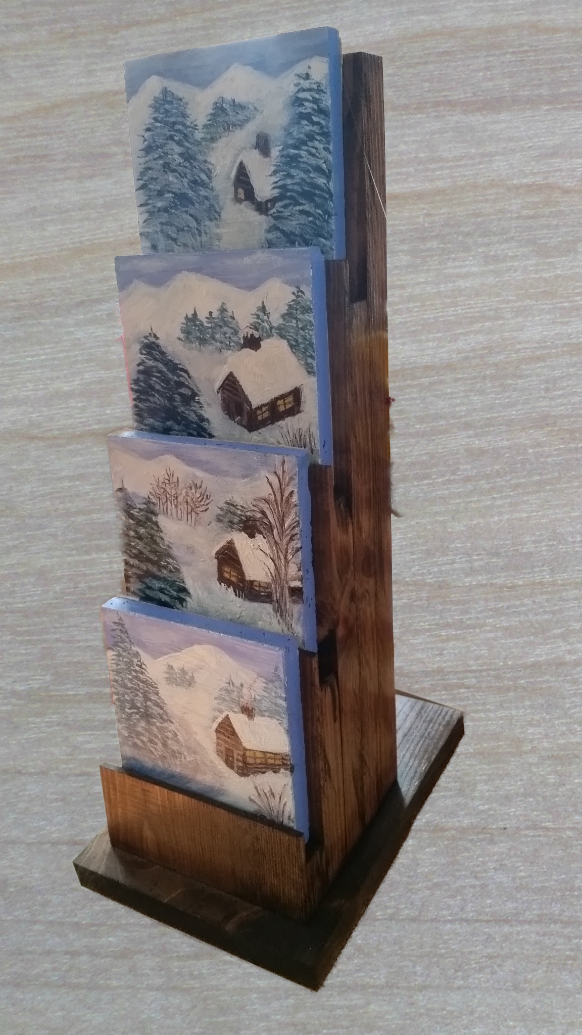 WSCS 1 - Hand-Painted Winter Scene Coaster Set