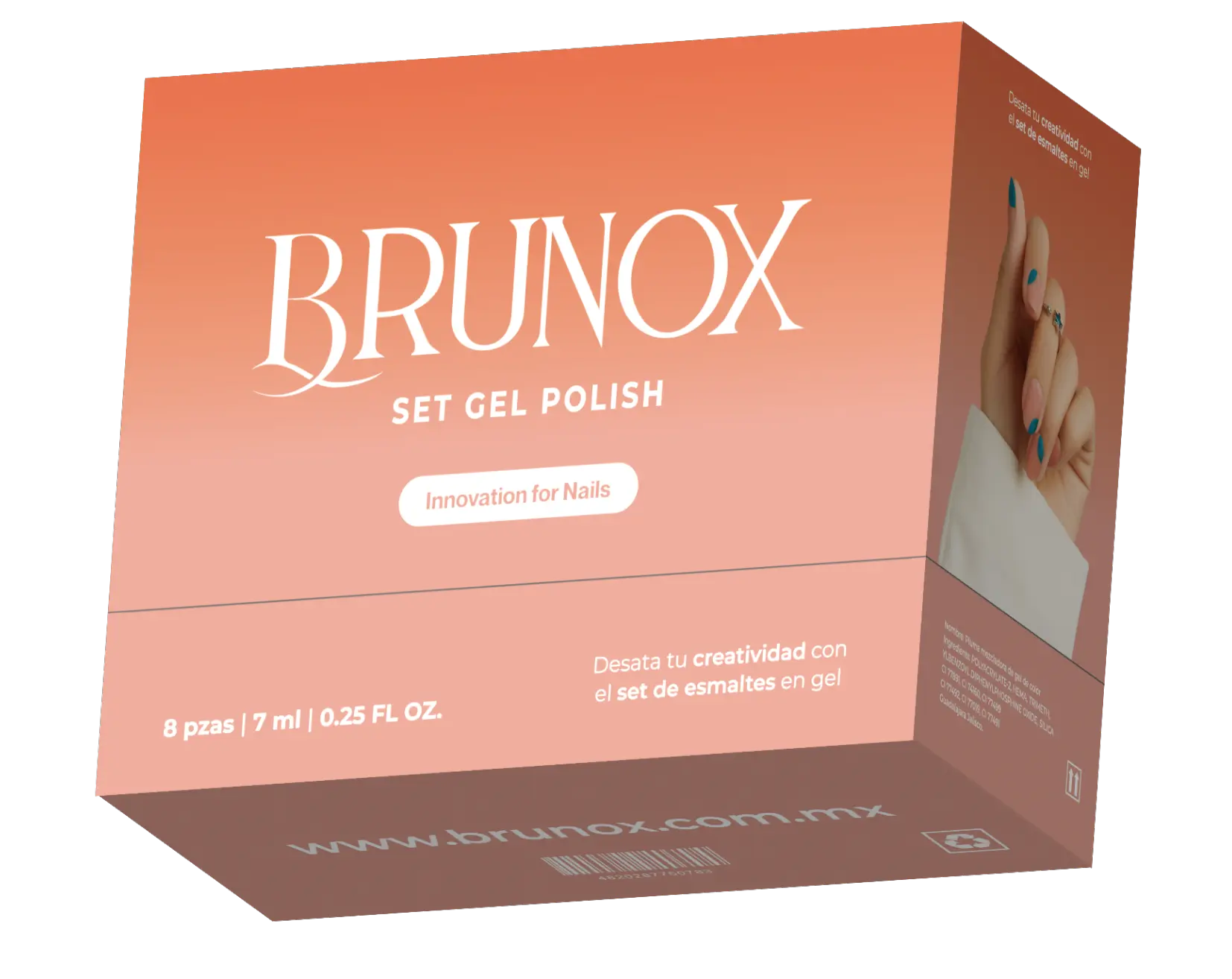 Set de Esmaltes de Uñas Brunox contiene 8 piezas.
