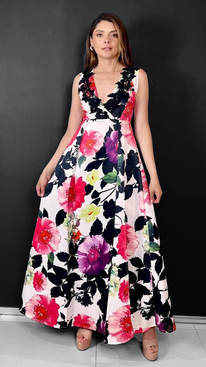 Vestido largo de flores