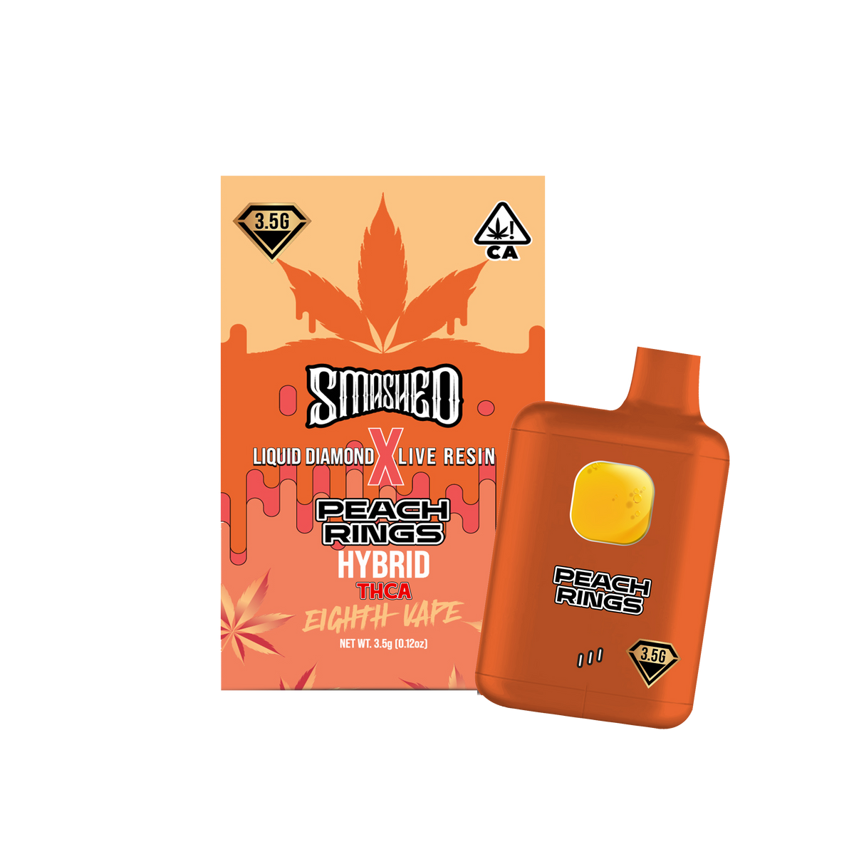 Smashed - Disposable 8th Vape Pen - 3.5 Grams - Peach Rings