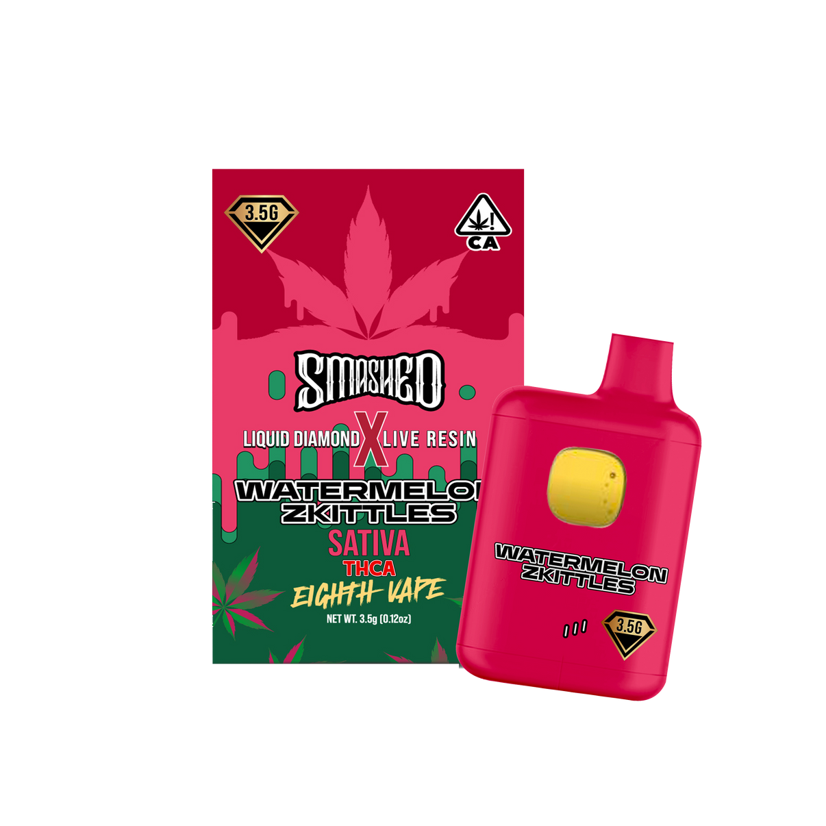 Smashed - Disposable 8th Vape Pen - 3.5 Grams - Watermelon Zkittles