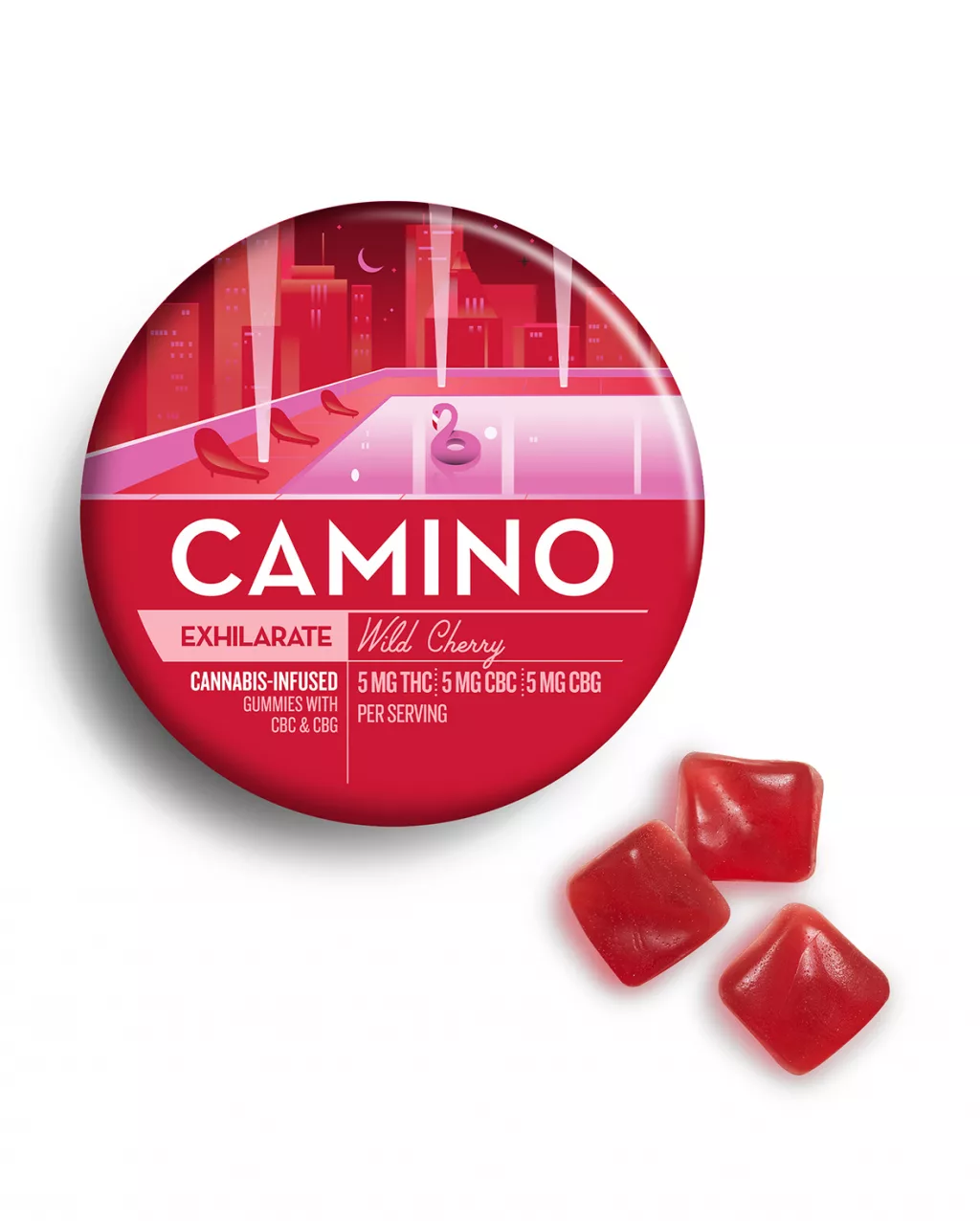 Kiva - Camino - 5mg THC: 5mg CBC: 5mg CBG 'Exhilarate' Wild Cherry