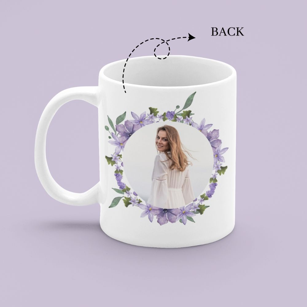 Custom Personalized Purple Floral Initial Mug