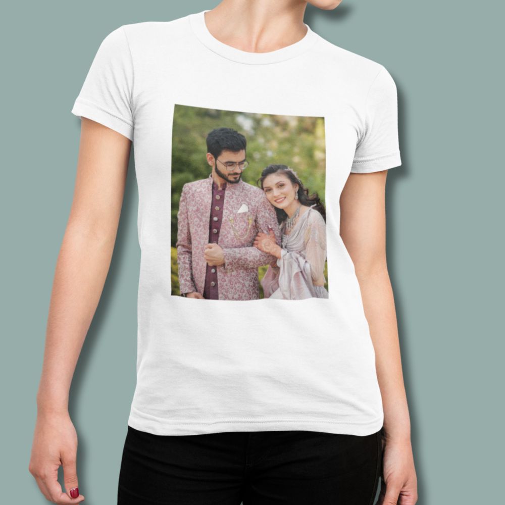 White Personalized Photo Printed T-Shirt 