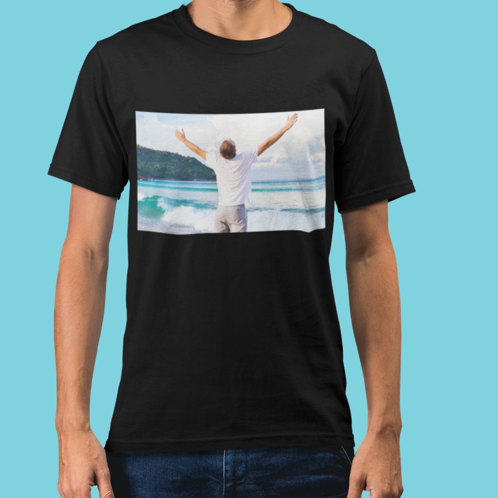 Black Personalized Photo Printed T-Shirt 