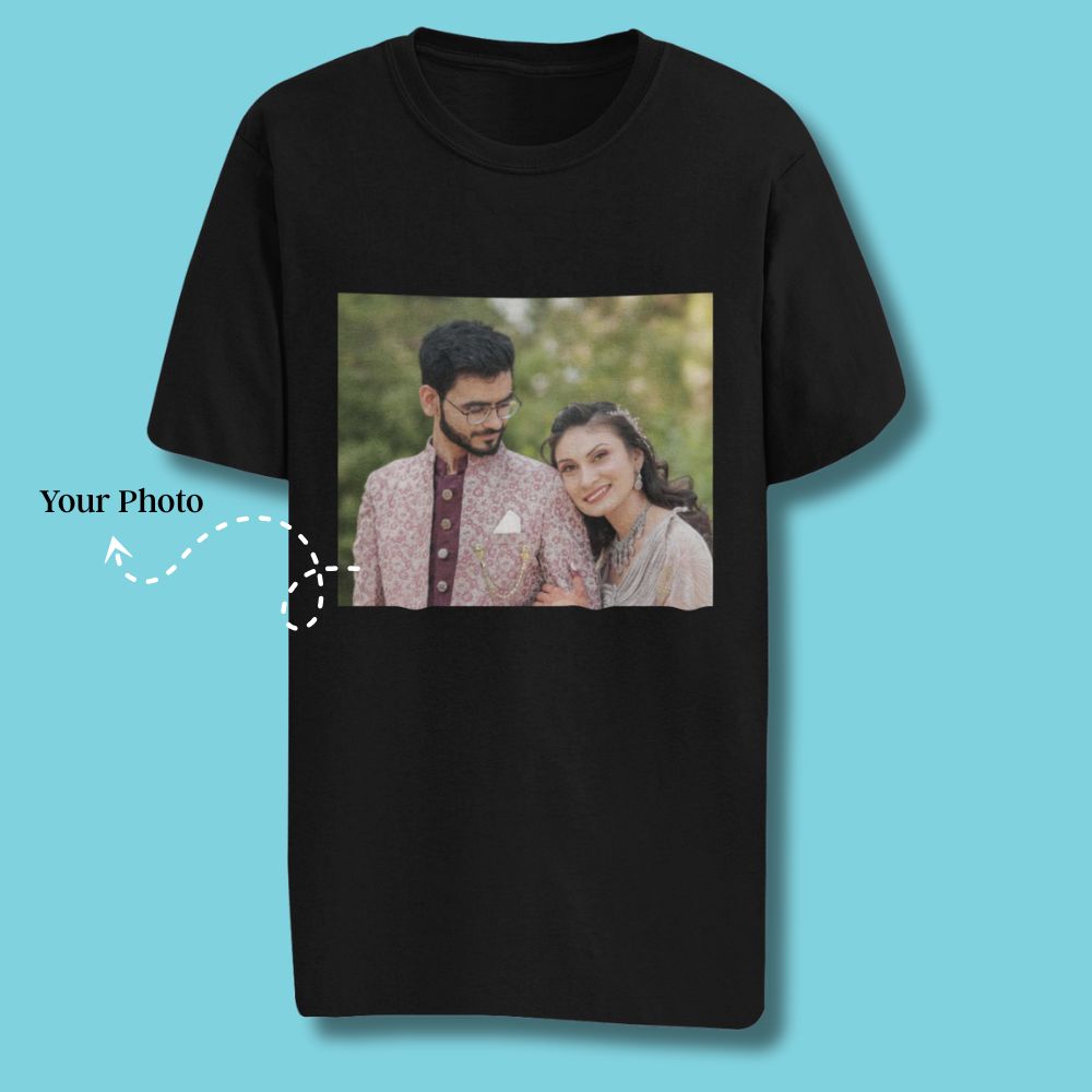 Black Personalized Photo Printed T-Shirt 