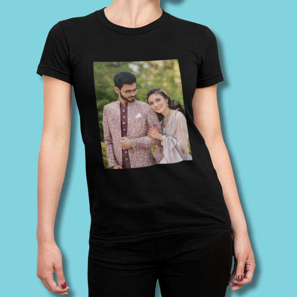 Black Personalized Photo Printed T-Shirt 