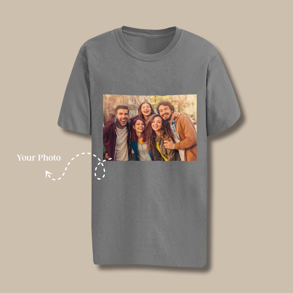 Grey Personalized Photo Printed T-Shirt For Man's And Woman's