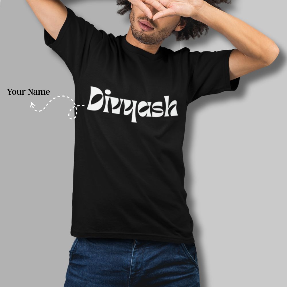 Men's Personalized Name Printed Black T-Shirt 