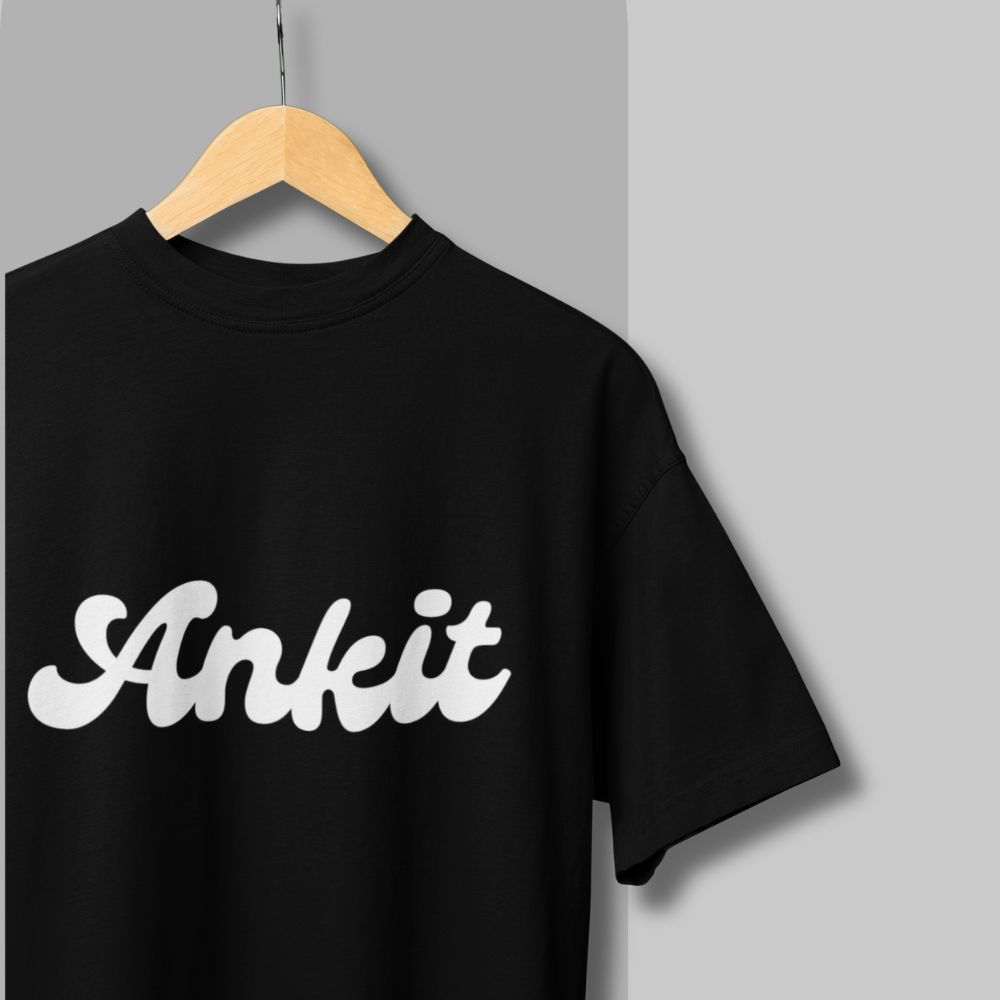 Men's Personalized Name Printed Black T-Shirt 