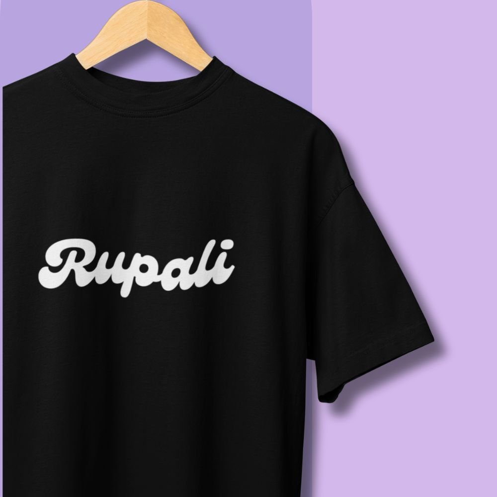 Women's Personalized Name Printed Black T-Shirt 