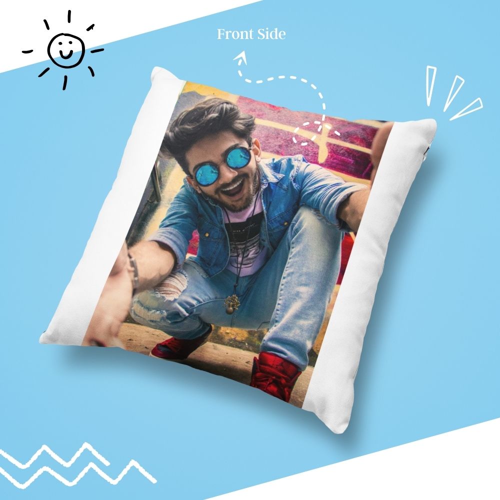 Custom Photo Double Sided Printed Cushion with Text