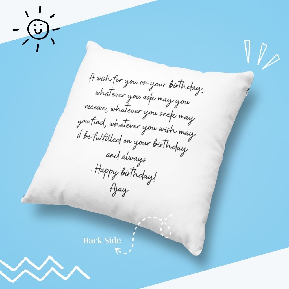 Custom Photo Double Sided Printed Cushion with Text