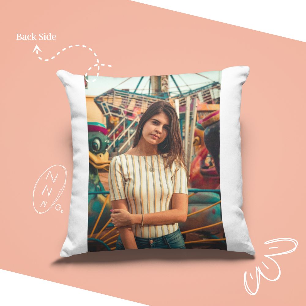 Floral Initial with customized Photo Double sided Printed Pillow