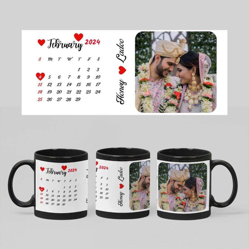 Customized Black Calendar Mugs
