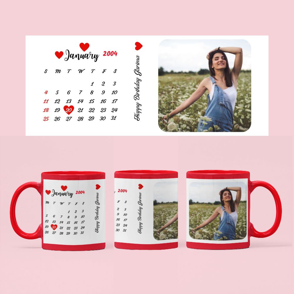 Personalized Red Calendar Mug