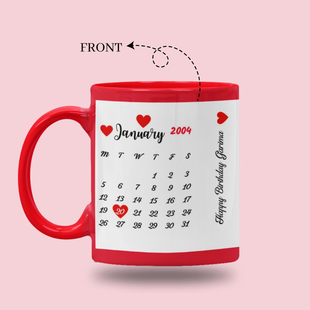 Personalized Red Calendar Mug