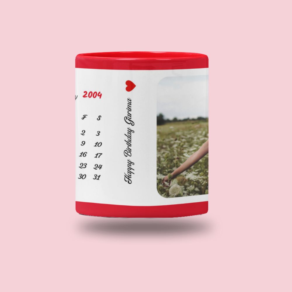 Personalized Red Calendar Mug