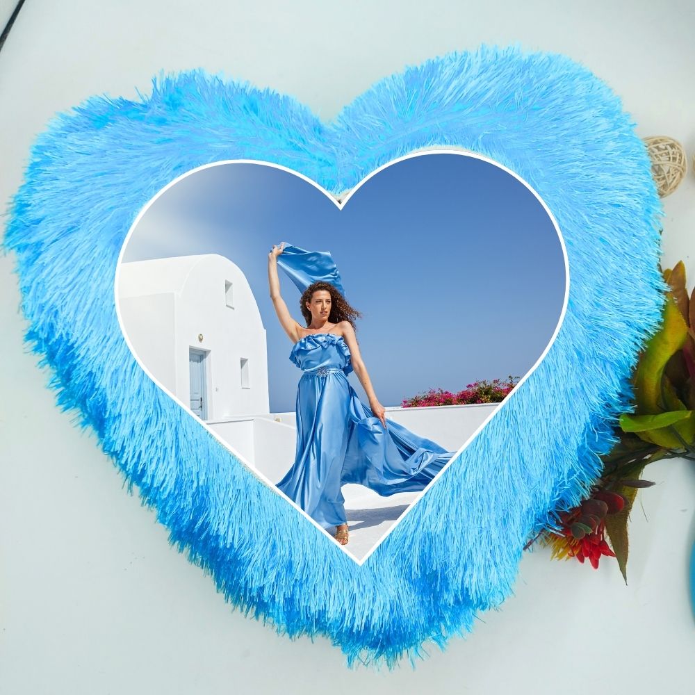Blue Heart Personalized Fur Cushion