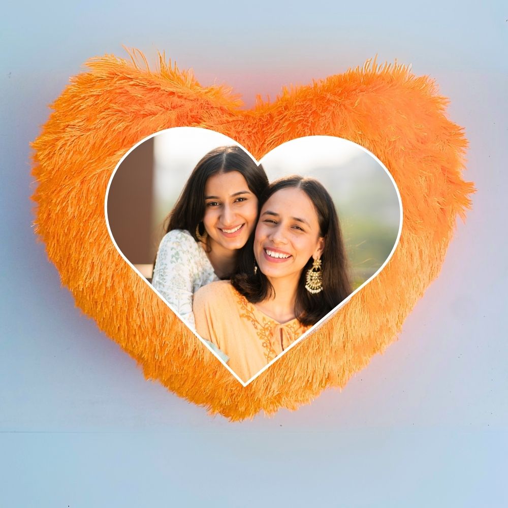 Orange Heart-shaped Personalized Cushion
