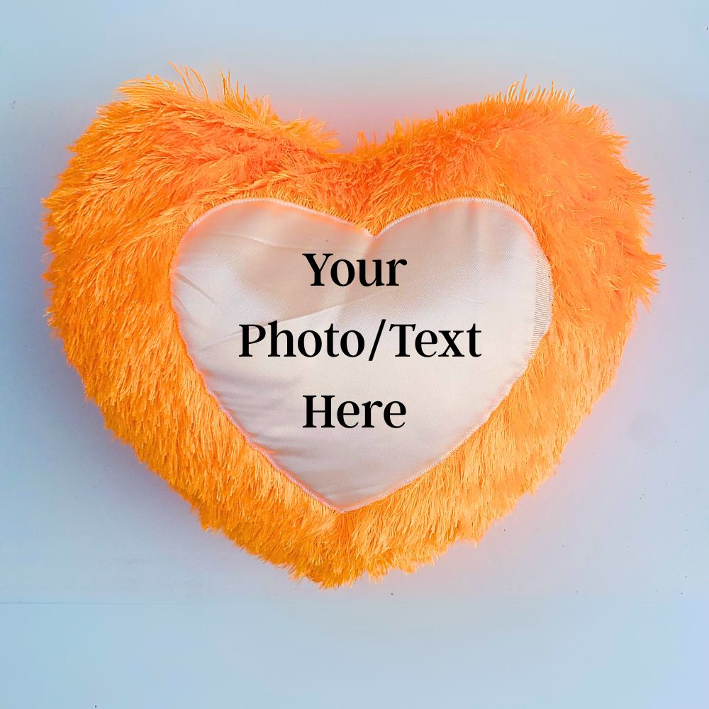 Orange Heart-shaped Personalized Cushion