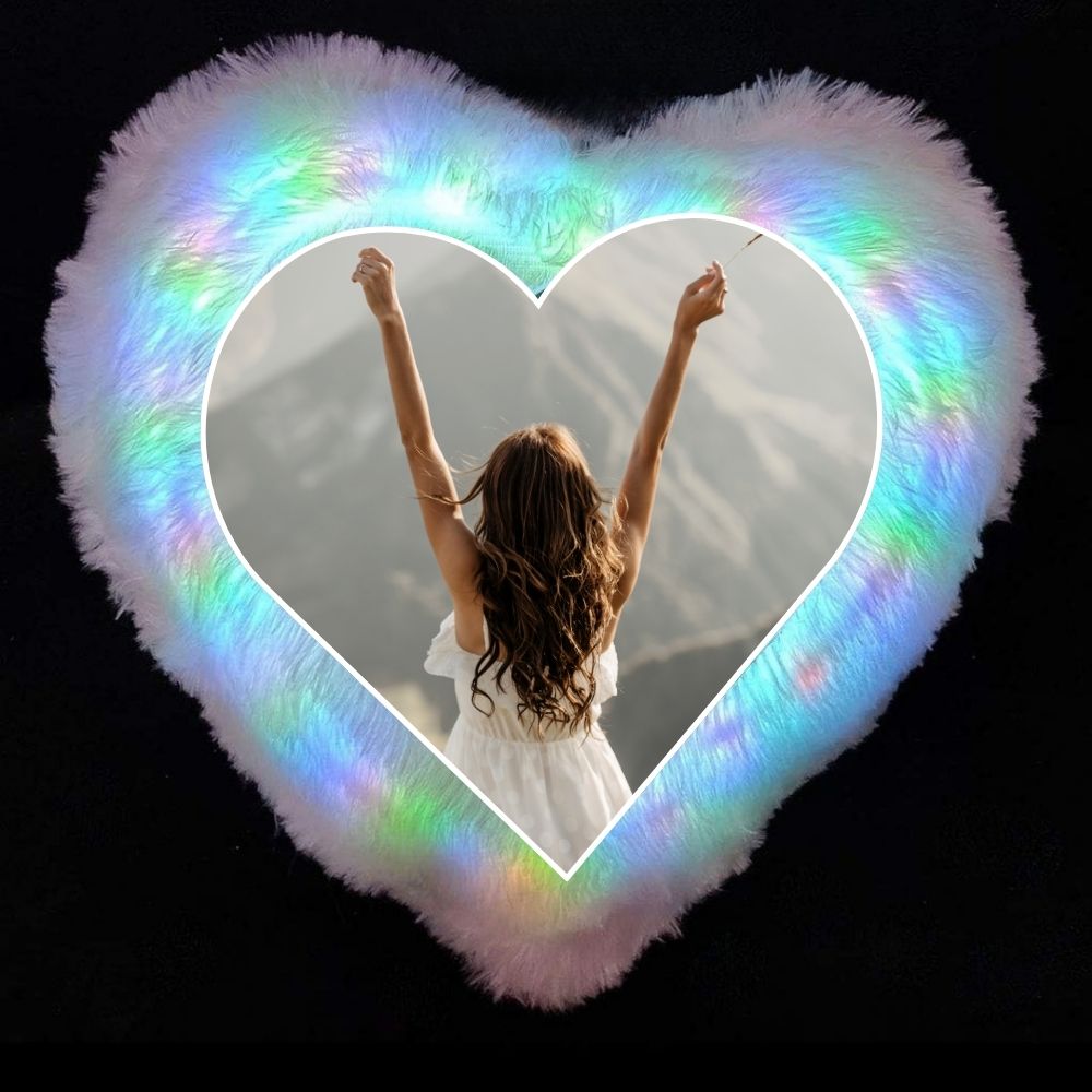 Personalized Heart-shaped LED Photo Cushion
