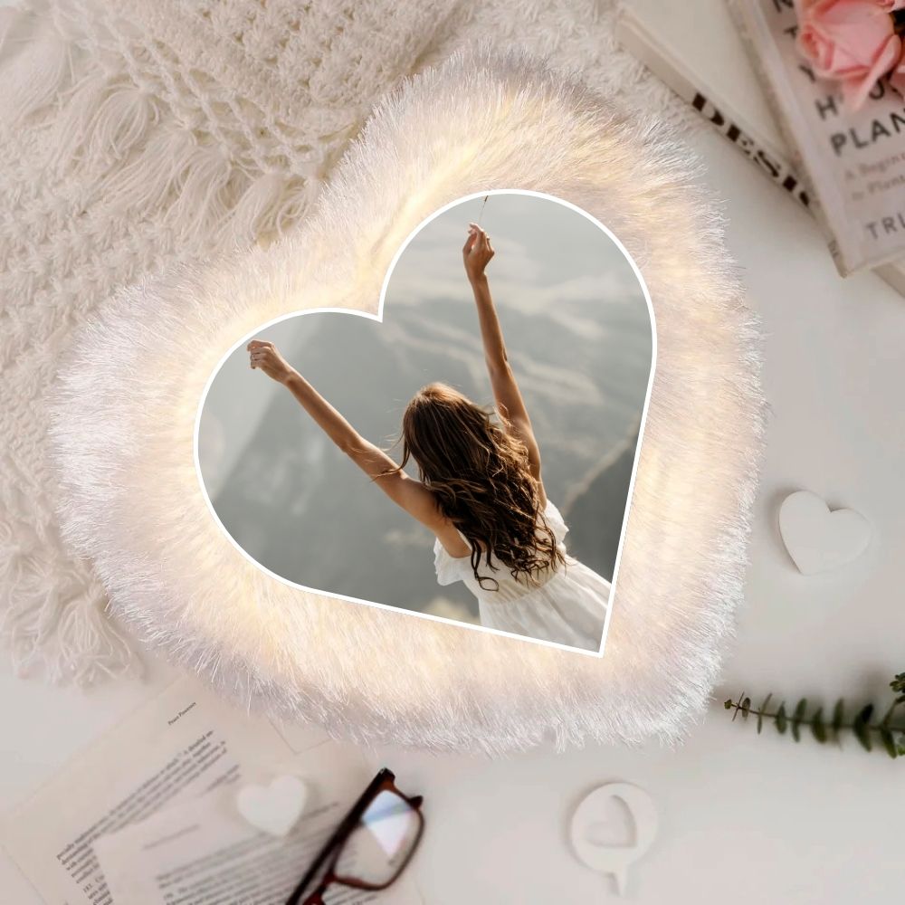 Personalized Heart-shaped LED Photo Cushion
