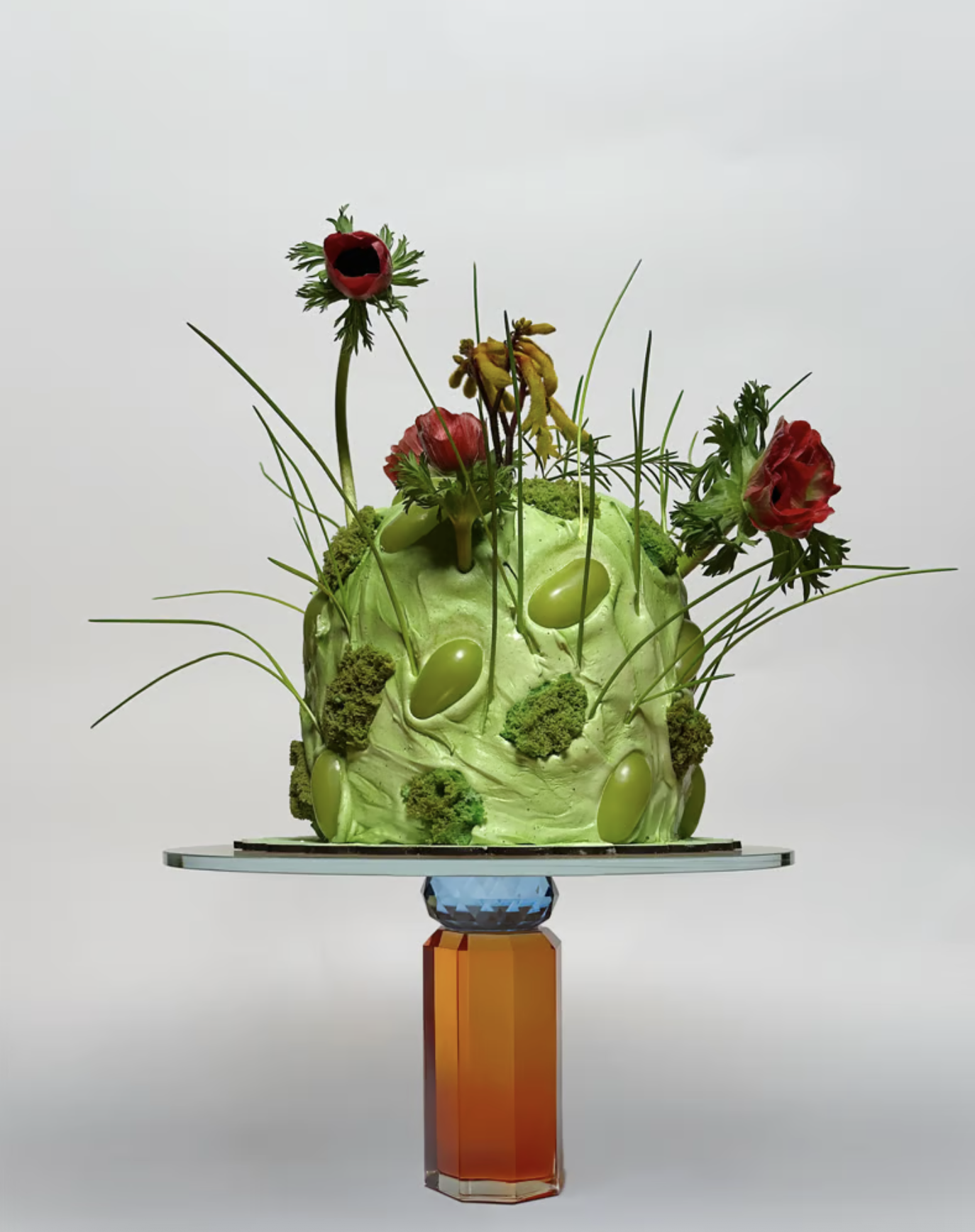 Floral Cake with Edible Moss (Fluffy Dots)