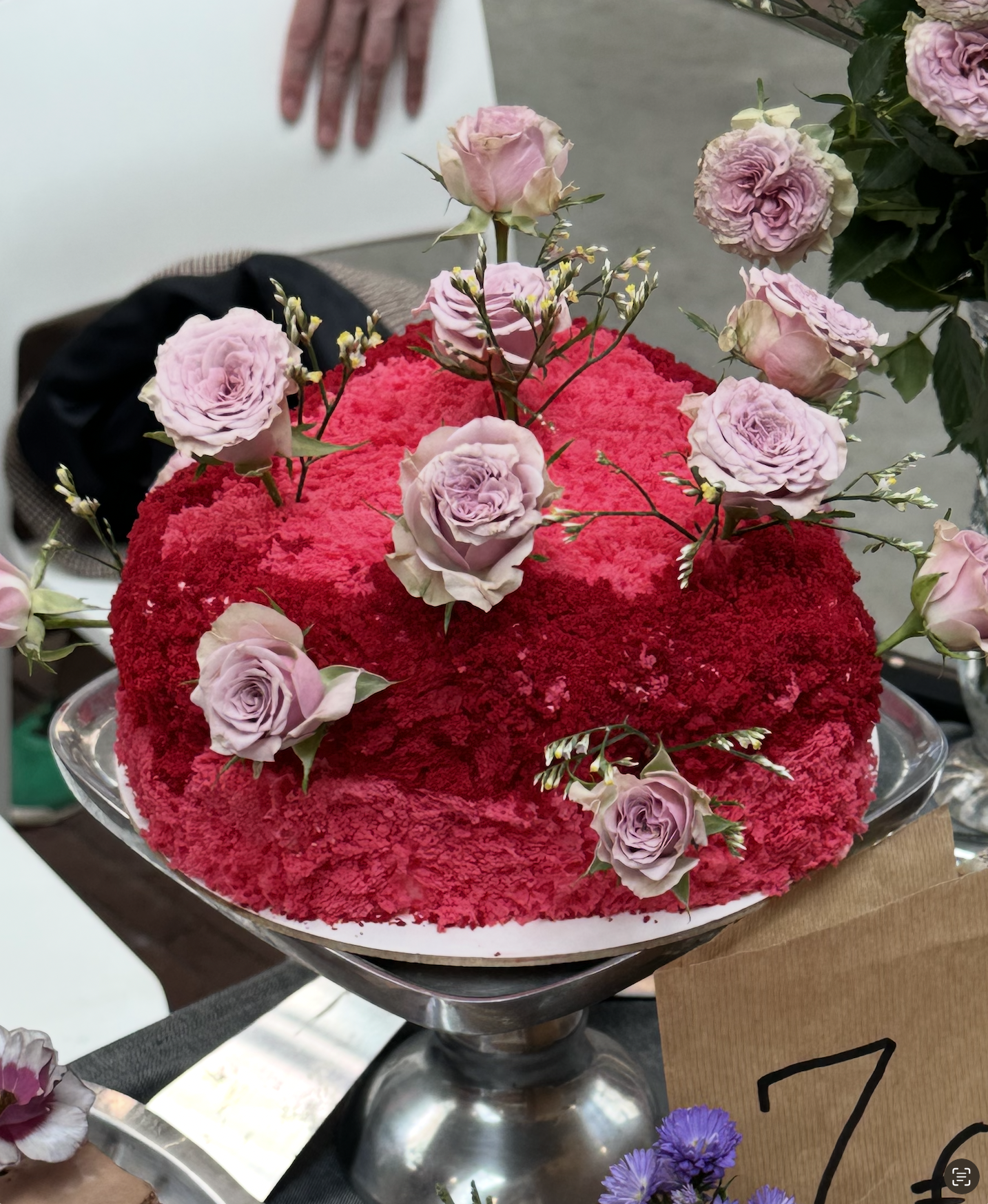 Heart-Shaped Cake with Fresh Flowers