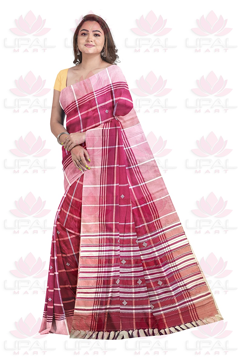 Handwoven Santhal Lumang Fhuta Saree