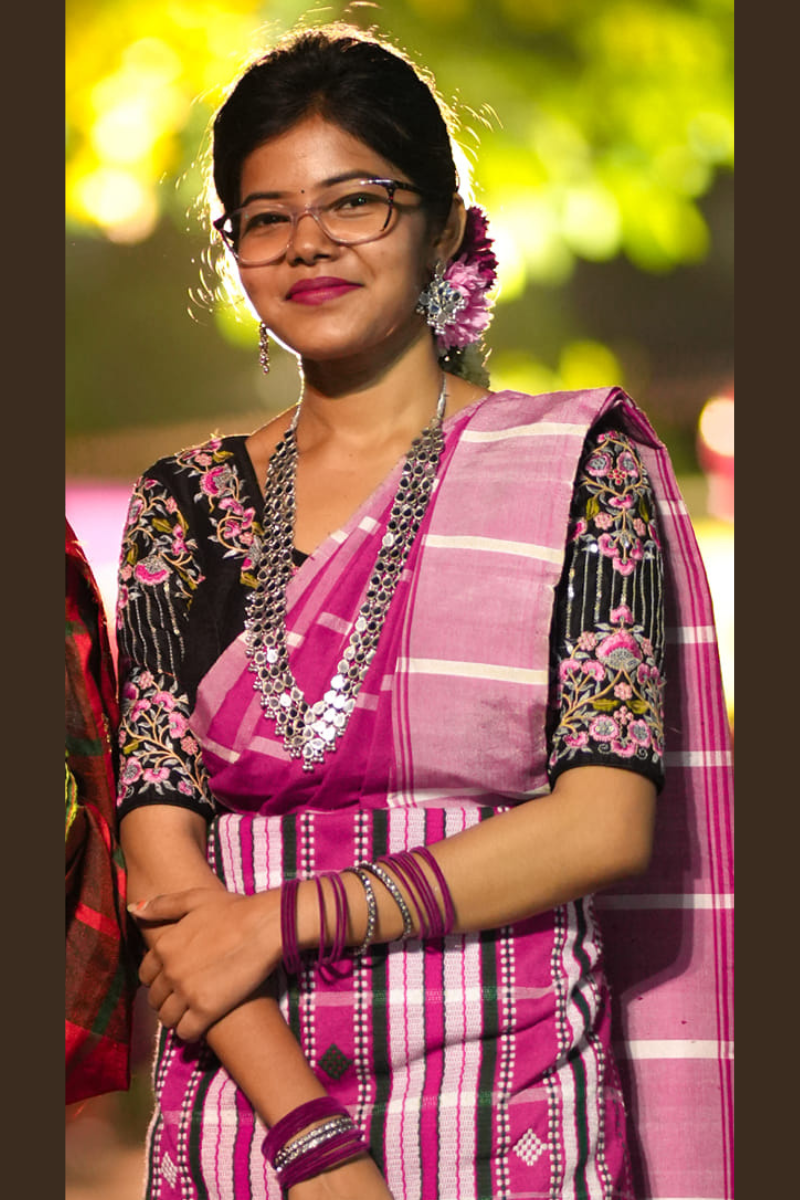 Traditional Pink Lumang Fhuta Saree