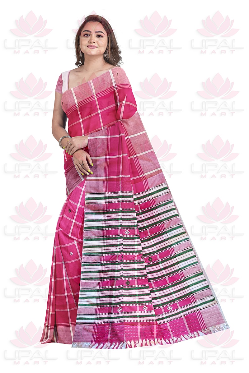 Traditional Pink Lumang Fhuta Saree