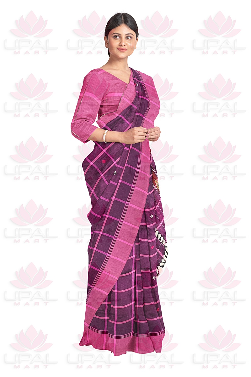 Pink and Purple Silk Saree