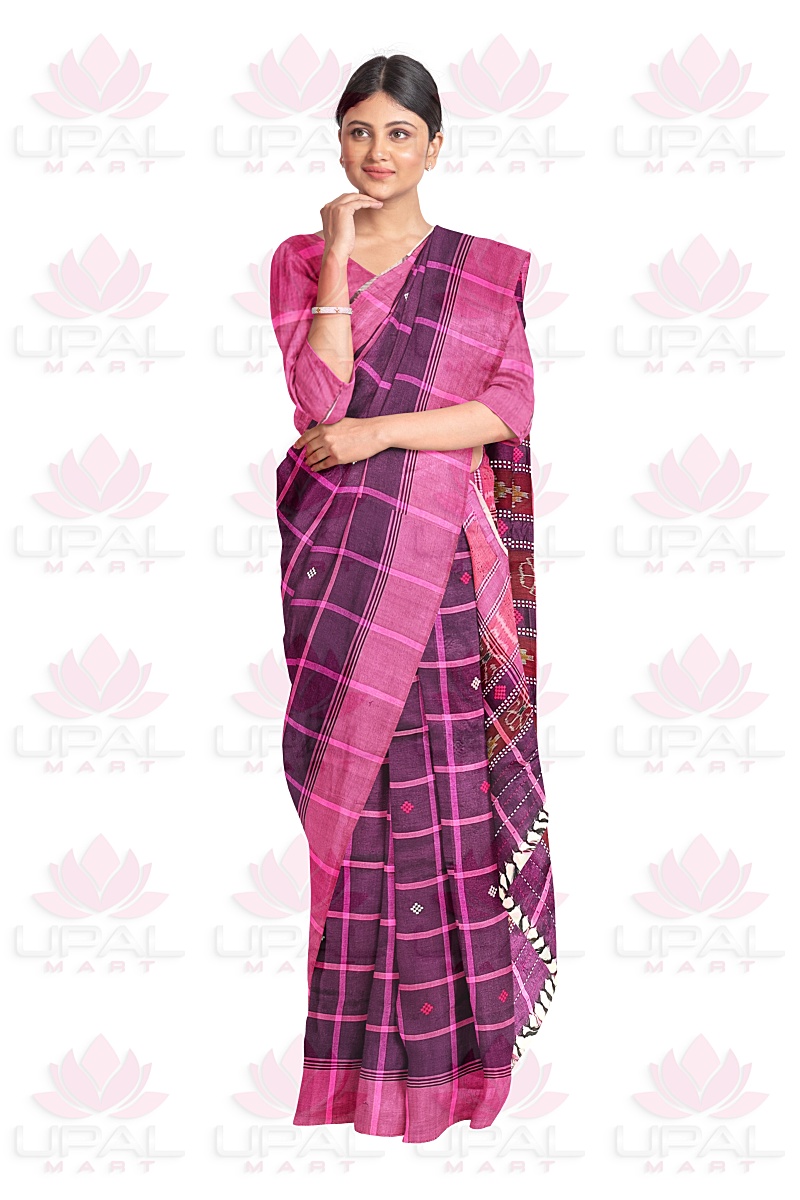 Pink and Purple Silk Saree