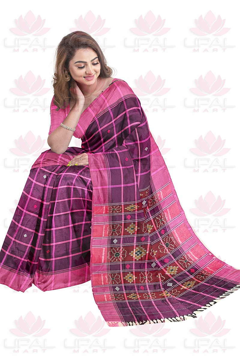 Pink and Purple Silk Saree